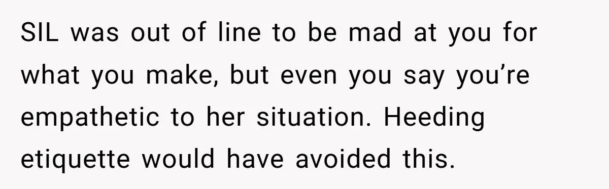 Woman Reveals Her High Salary at Family Dinner, SIL Breaks Down
