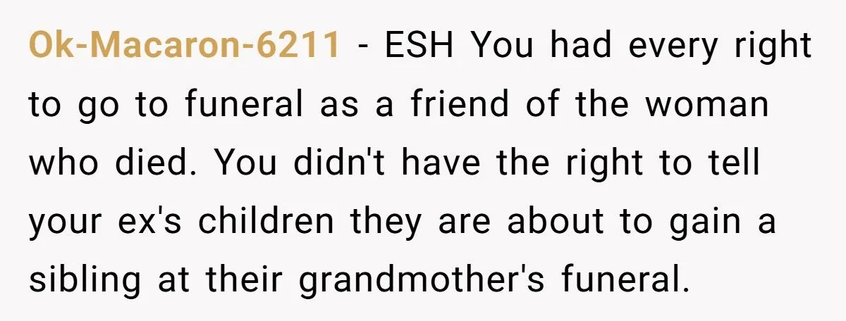 Woman Attends Ex’s Mother’s Funeral and Shocks Everyone by Telling His Kids She’s Pregnant With Their Sibling