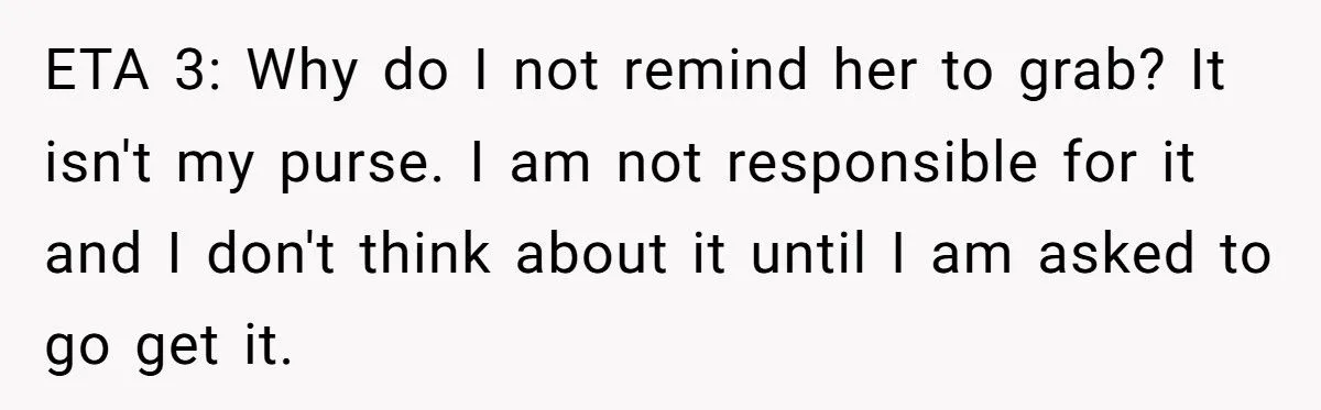 This Husband Refused to Be His Wife’s Personal Purse Retriever — Now She’s Mad About It This Husband Refused to Be His Wife’s Personal Purse Retriever — Now She’s Mad About It