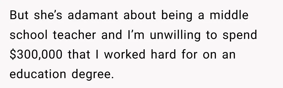 Dad Invests Hundreds of Thousands in Son’s Dentistry but Refuses Daughter’s Dream School for Teaching - Outrage Ensues