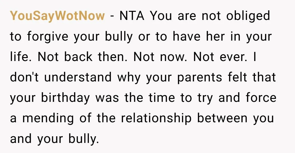 Parents Promised Her a Quiet Birthday Dinner, Then Invited the Cousin Who Tormented Her for Years