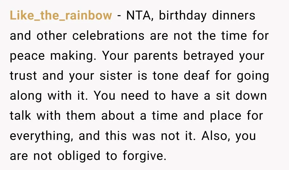 Parents Promised Her a Quiet Birthday Dinner, Then Invited the Cousin Who Tormented Her for Years