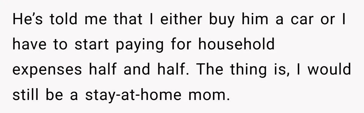 Stay-At-Home Mom’s Secret Book Deal Sparks Husband’s Demand For Luxury Car