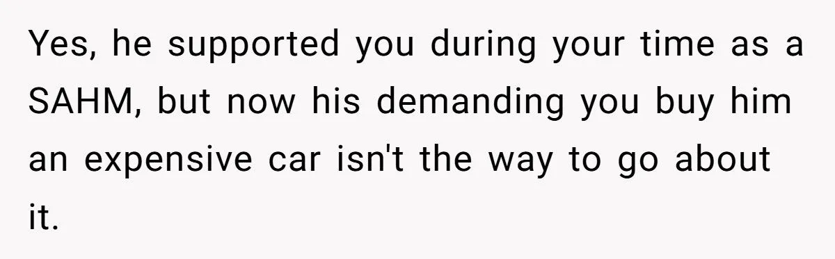 Stay-At-Home Mom’s Secret Book Deal Sparks Husband’s Demand For Luxury Car