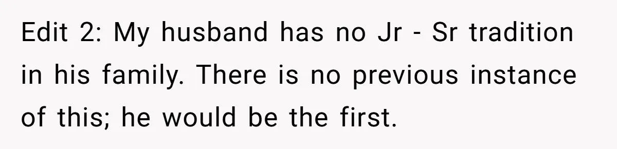 Husband’s Push For ‘True Jr.’ Name Sparks Family Naming Clash