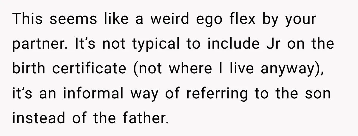 Husband’s Push For ‘True Jr.’ Name Sparks Family Naming Clash