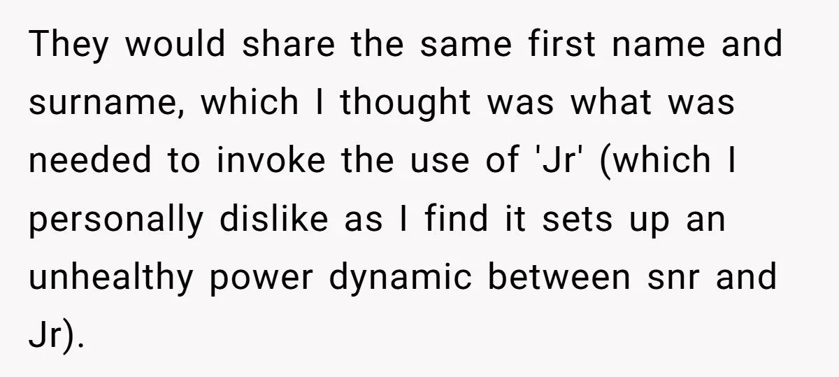 Husband’s Push For ‘True Jr.’ Name Sparks Family Naming Clash