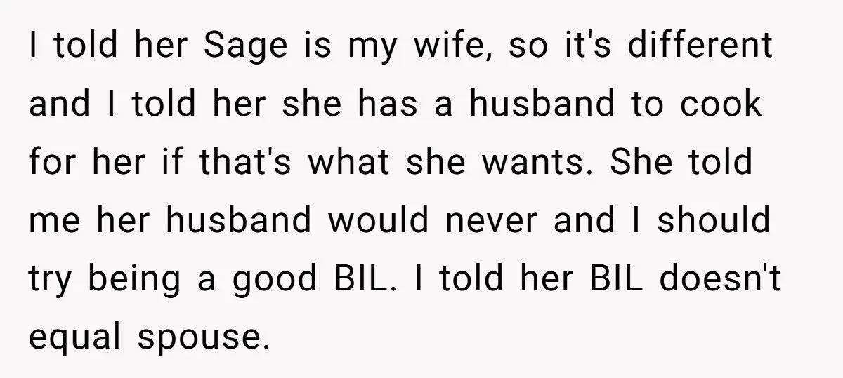 A Chef Refuses to Cook for His Pregnant Sister-in-Law, Telling Her to Rely on Her Husband