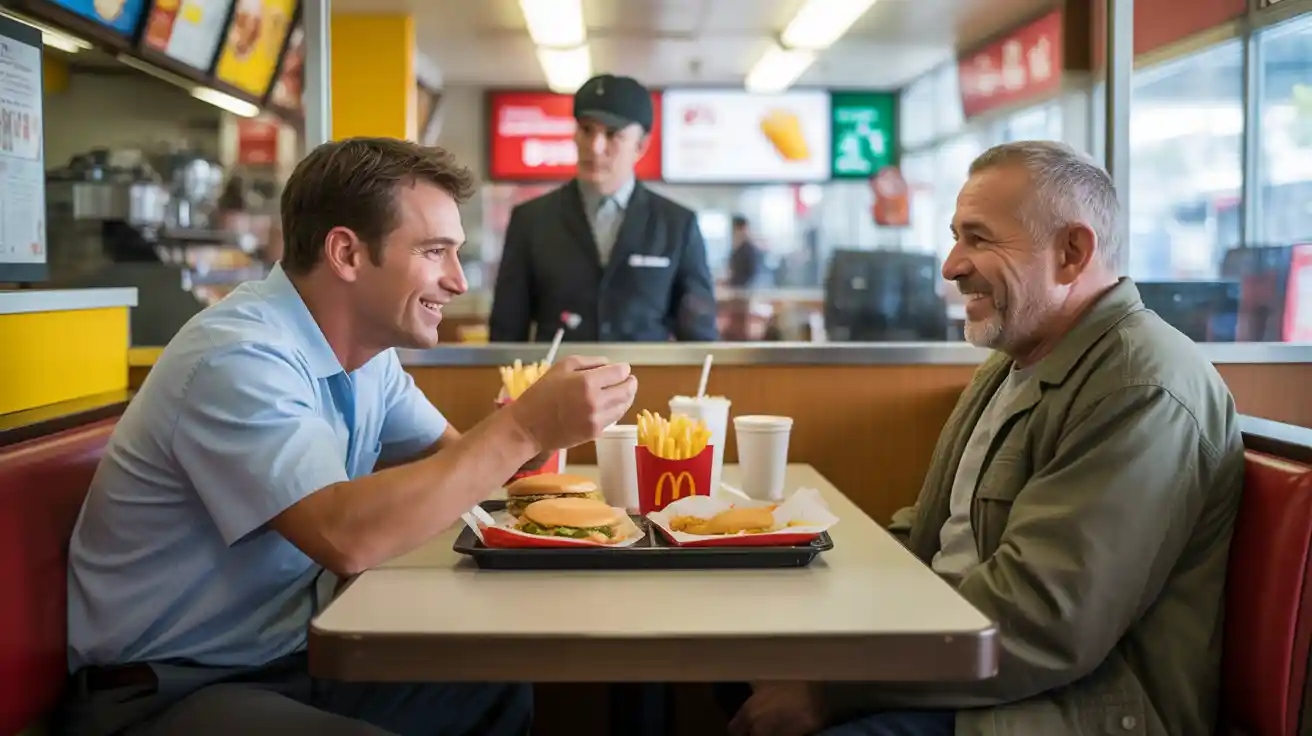 McDonald’s Worker Tried to Kick Out a Hungry Man - Customer Invited Him to Lunch Inside Instead