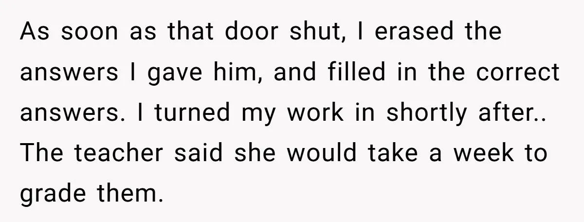 A Student Let a Classmate Cheat, Only to Swap in the Correct Answers and Watch Him Fail