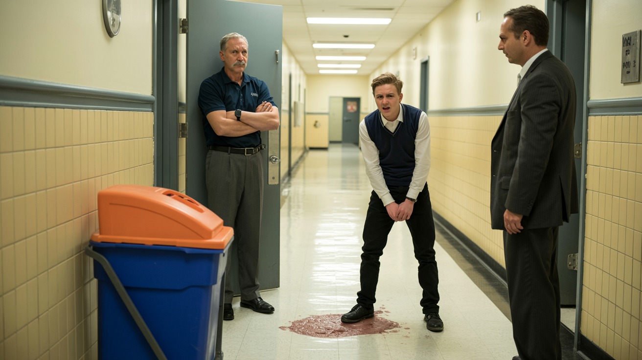 Sick Student Vomits In Hall After Janitor Blocks Bathroom Access