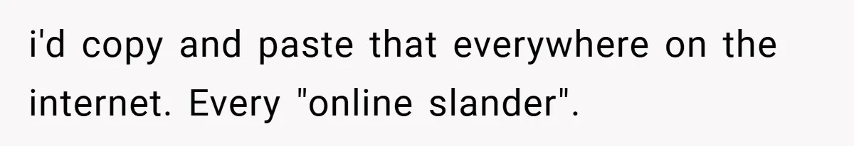 i'd copy and paste that everywhere on the internet. Every "online slander".