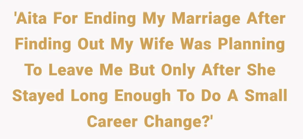 'AITA for ending my marriage after finding out my wife was planning to leave me but only after she stayed long enough to do a small career change?'