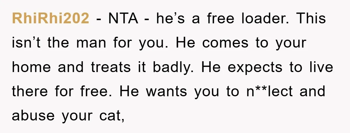 RhiRhi202 − NTA - he’s a free loader. This isn’t the man for you. He comes to your home and treats it badly. He expects to live there for free....