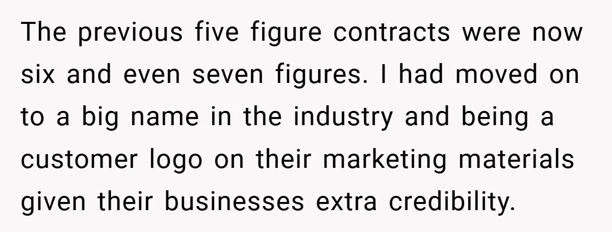 He Remembered the Boss Who Fired His Dad and Got the Sweetest Revenge The previous five figure contracts were now six and even seven figures. I had moved on to a big name in the industry and being a customer logo on their...