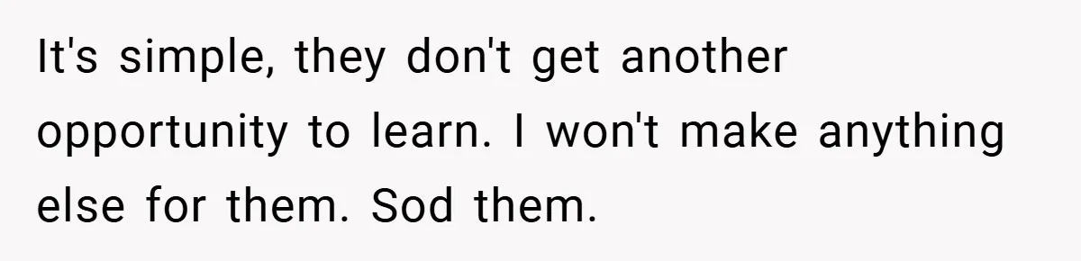 It's simple, they don't get another opportunity to learn. I won't make anything else for them. Sod them.