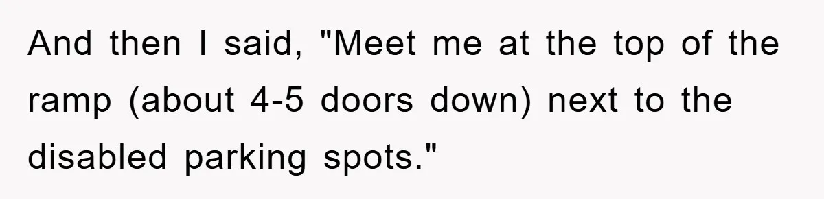 Dispensary Worker Gets Armored Driver Ticketed For Blocking Handicap Spots And then I said, "Meet me at the top of the ramp (about 4-5 doors down) next to the disabled parking spots."