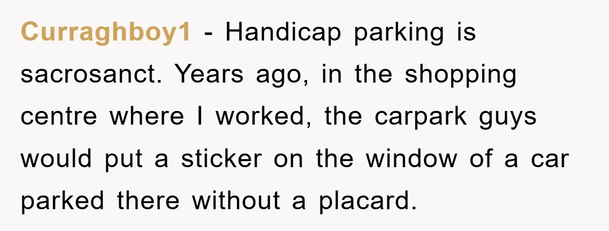 Dispensary Worker Gets Armored Driver Ticketed For Blocking Handicap Spots Curraghboy1 − Handicap parking is sacrosanct. Years ago, in the shopping centre where I worked, the carpark guys would put a sticker on the window of a car parked there...