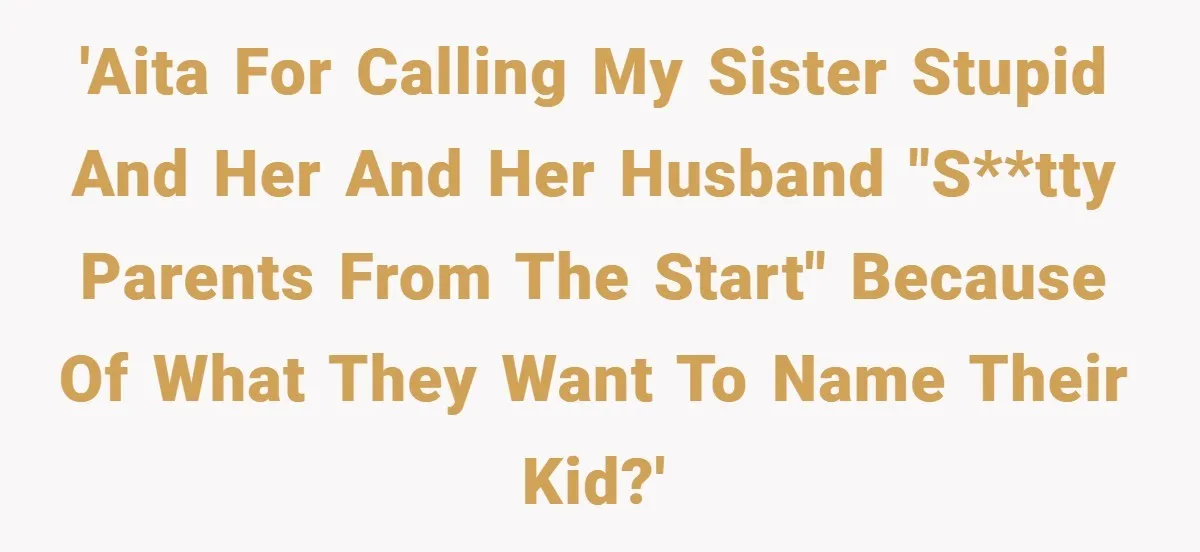 'AITA for calling my sister stupid and her and her husband "s**tty parents from the start" because of what they want to name their kid?'