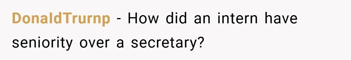 Employee Stops Managing Office - Forces Family-Run Law Firm to Face Consequences DonaIdTrurnp − How did an intern have seniority over a secretary?