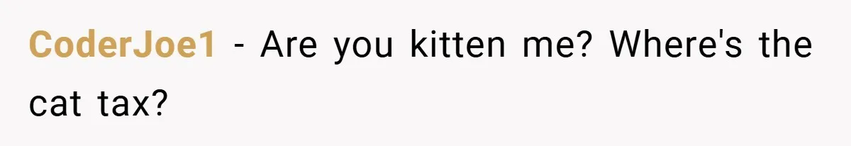CoderJoe1 − Are you kitten me? Where's the cat tax?