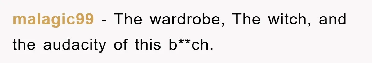 malagic99 − The wardrobe, The witch, and the audacity of this b**ch.