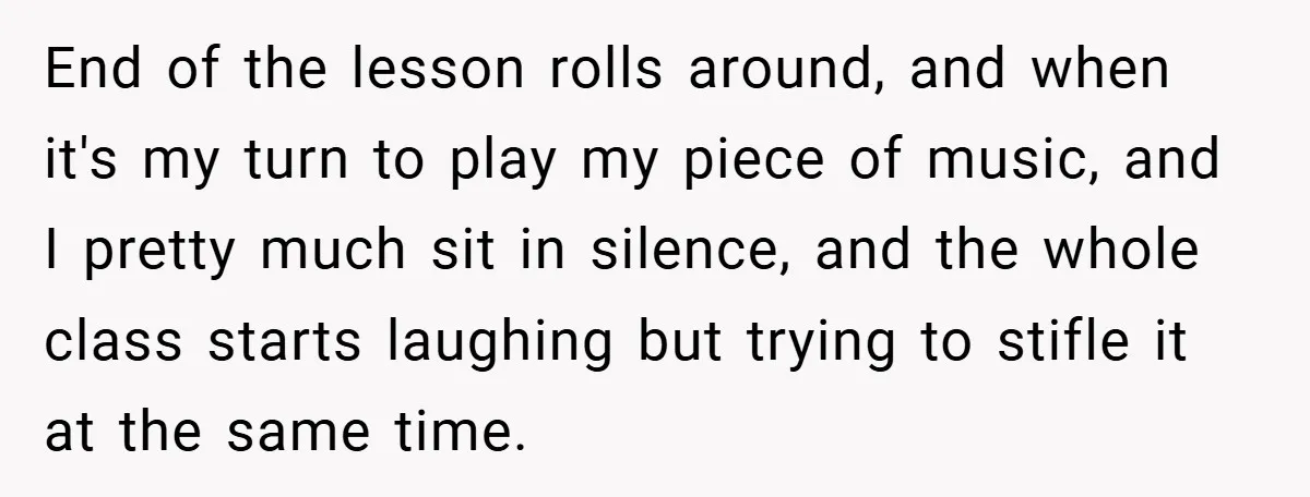 Music Teacher Punishes Deaf Student - But the Principal Sees the Truth End of the lesson rolls around, and when it's my turn to play my piece of music, and I pretty much sit in silence, and the whole class starts laughing...