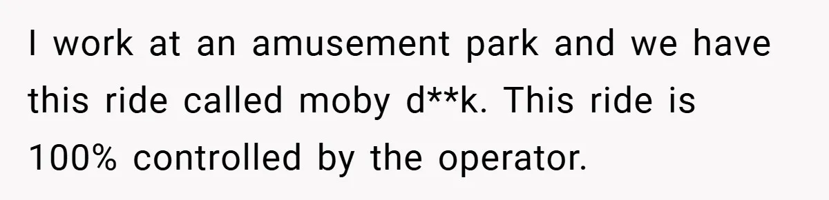 I work at an amusement park and we have this ride called moby d**k. This ride is 100% controlled by the operator.