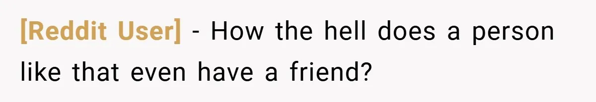 [Reddit User] − How the hell does a person like that even have a friend?