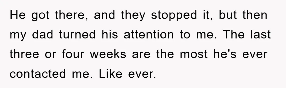 Dad Demands Teen Son Check On Pregnant Girlfriend, A Boundary Battle Erupts He got there, and they stopped it, but then my dad turned his attention to me. The last three or four weeks are the most he's ever contacted me. Like...