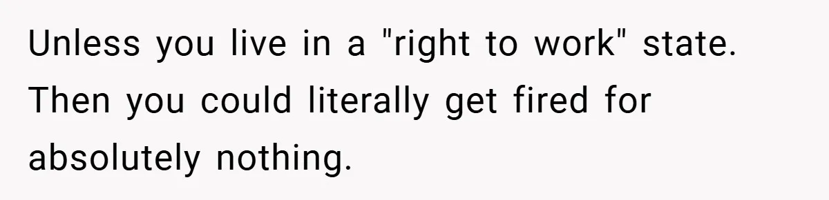 Unless you live in a "right to work" state. Then you could literally get fired for absolutely nothing.