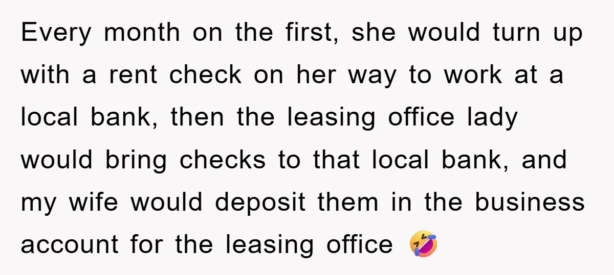Homeowner Sends Weekly Checks To Dodge Mortgage Company's Online Fee Every month on the first, she would turn up with a rent check on her way to work at a local bank, then the leasing office lady would bring checks...