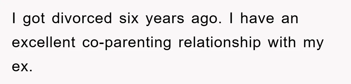 I got divorced six years ago. I have an excellent co-parenting relationship with my ex.