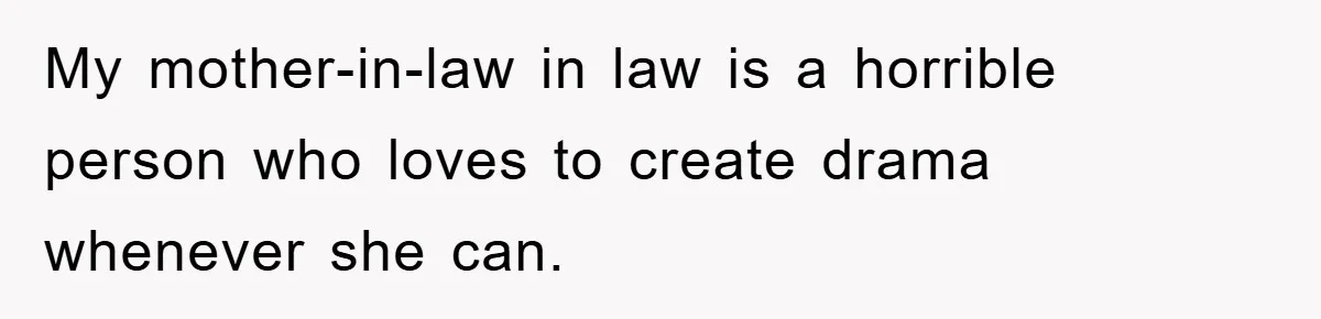 My mother-in-law in law is a horrible person who loves to create drama whenever she can.