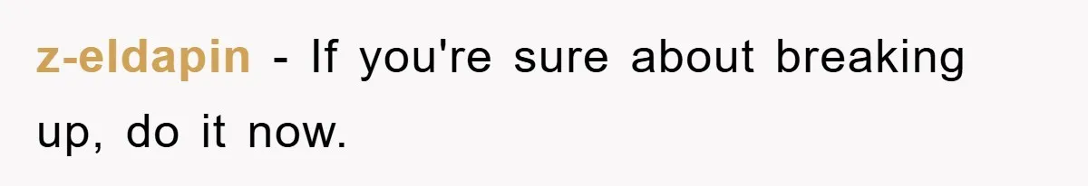z-eldapin − If you're sure about breaking up, do it now.