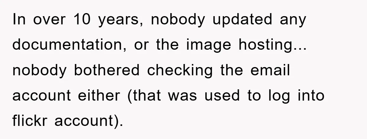 In over 10 years, nobody updated any documentation, or the image hosting... nobody bothered checking the email account either (that was used to log into flickr account).