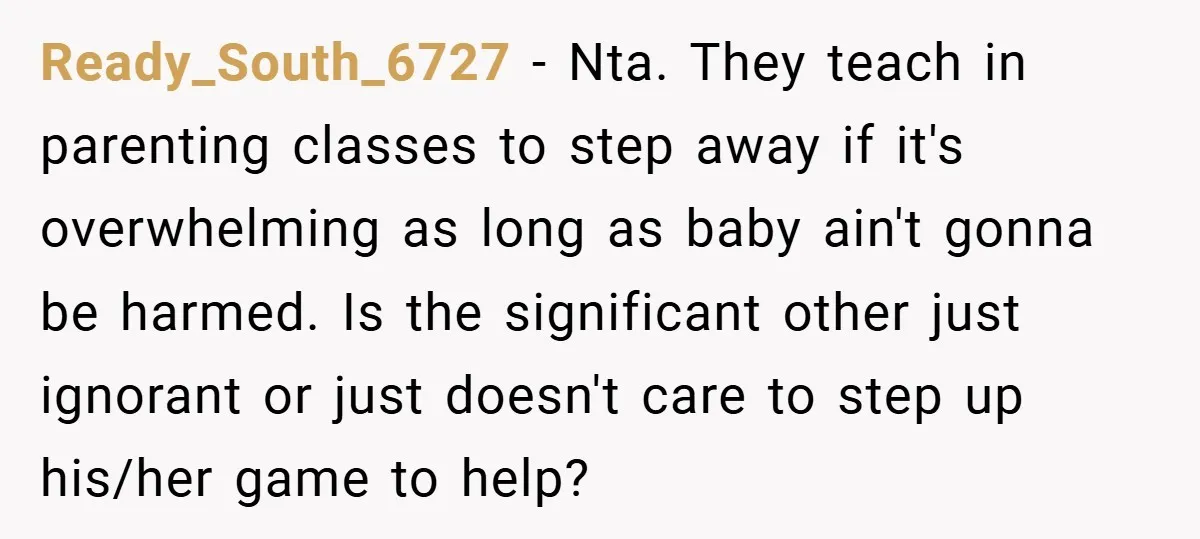 Young Mom Slammed for Leaving Babies Alone - Experts Say She Did the Right Thing Ready_South_6727 − Nta. They teach in parenting classes to step away if it's overwhelming as long as baby ain't gonna be harmed. Is the significant other just ignorant or just...