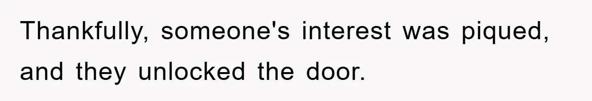 Thankfully, someone's interest was piqued, and they unlocked the door.