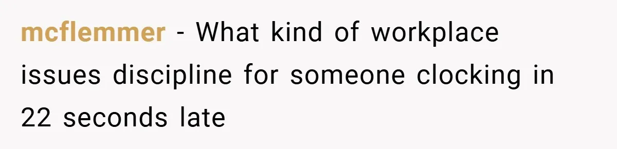 mcflemmer − What kind of workplace issues discipline for someone clocking in 22 seconds late