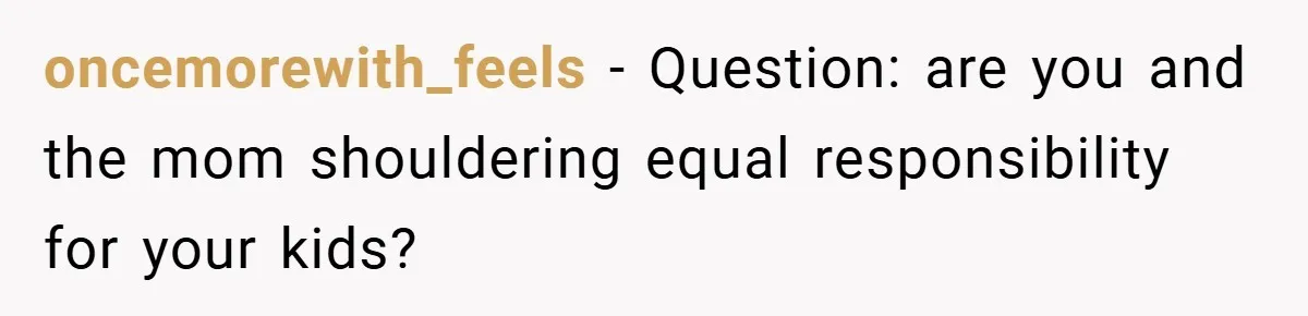 oncemorewith_feels − Question: are you and the mom shouldering equal responsibility for your kids?