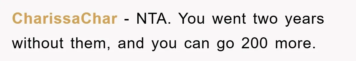CharissaChar − NTA. You went two years without them, and you can go 200 more.