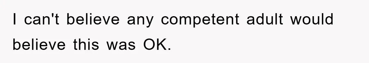 I can't believe any competent adult would believe this was OK.