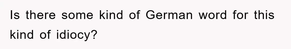 Is there some kind of German word for this kind of idiocy?