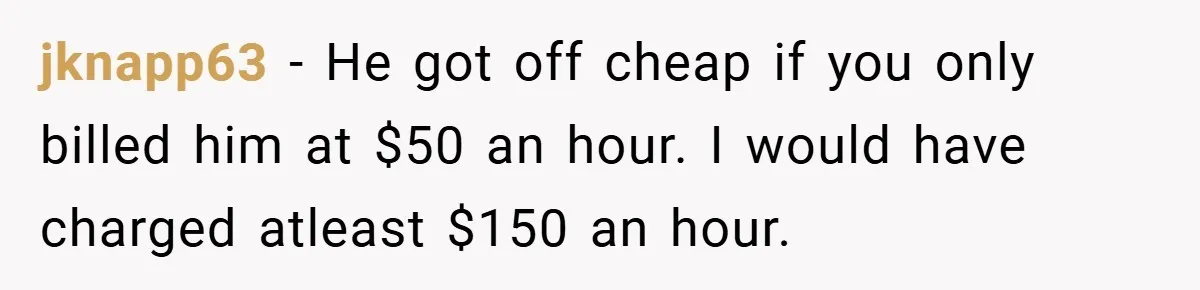 When Landlord Said ‘Fix It Yourself,’ Tenant Made Him Pay Up jknapp63 − He got off cheap if you only billed him at $50 an hour. I would have charged atleast $150 an hour.