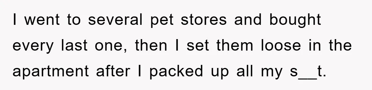 I went to several pet stores and bought every last one, then I set them loose in the apartment after I packed up all my s__t.