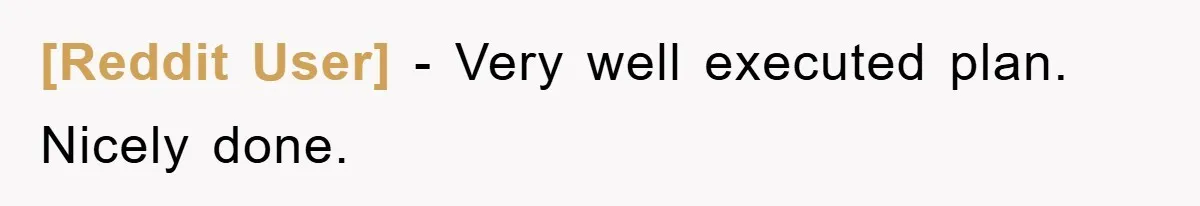 [Reddit User] − Very well executed plan. Nicely done.