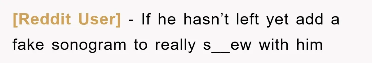 [Reddit User] − If he hasn’t left yet add a fake sonogram to really s__ew with him