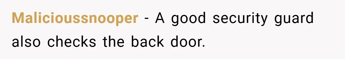 Malicioussnooper − A good security guard also checks the back door.