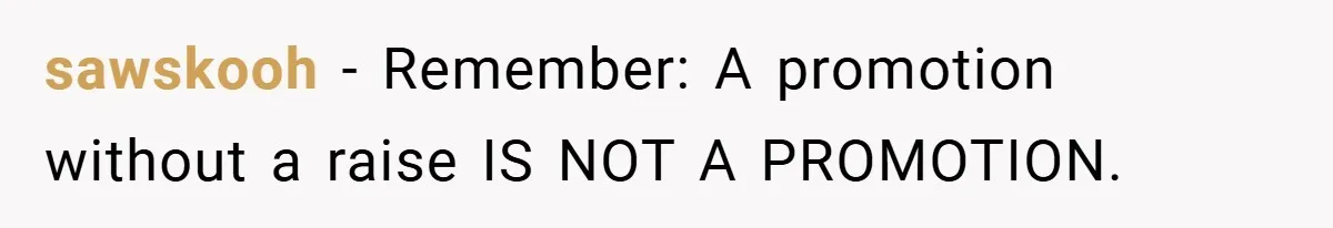 sawskooh − Remember: A promotion without a raise IS NOT A PROMOTION.
