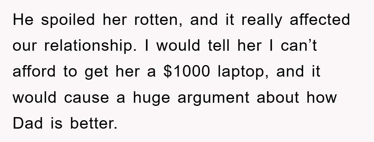 Mom’s Tough Love: Rules For Daughter’s Return Spark Drama He spoiled her rotten, and it really affected our relationship. I would tell her I can’t afford to get her a $1000 laptop, and it would cause a huge argument...